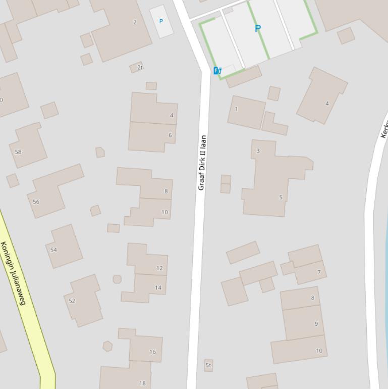 Kaart van de Graaf Dirk II laan.