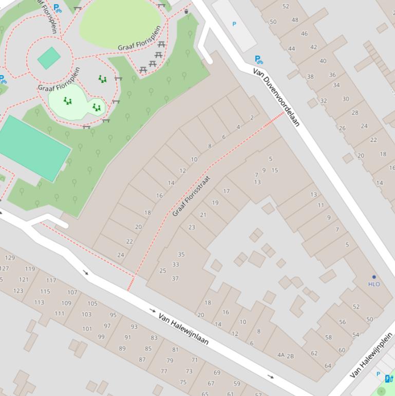 Kaart van de Graaf Florisstraat.