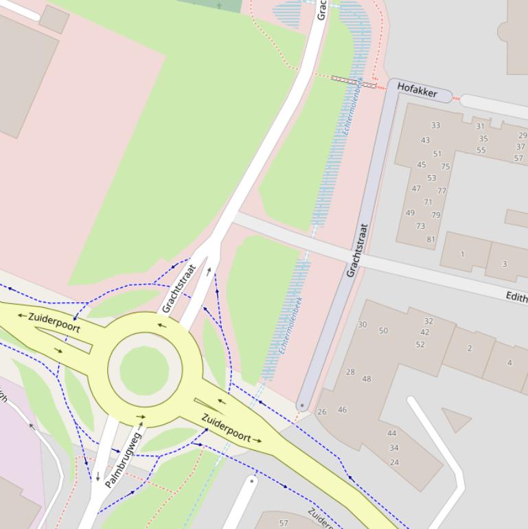 Kaart van de Grachtstraat.