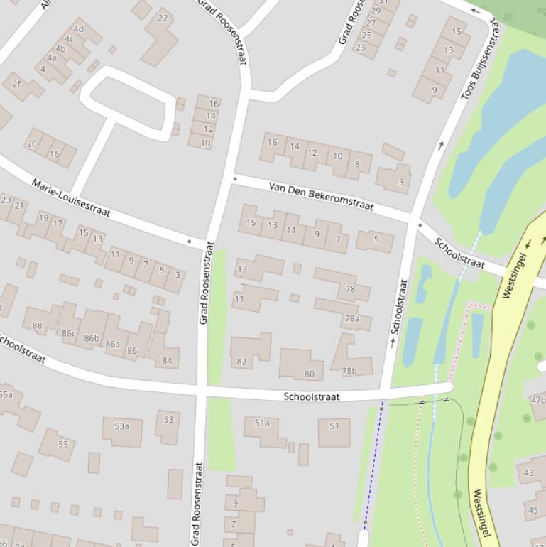 Kaart van de Grad Roosenstraat.