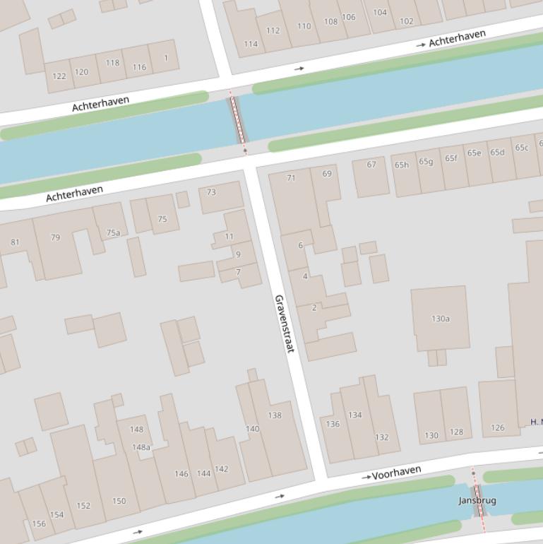 Kaart van de Gravenstraat.