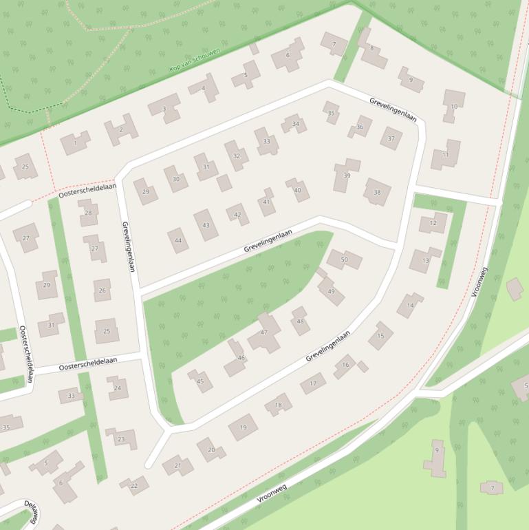 Kaart van de Grevelingenlaan.