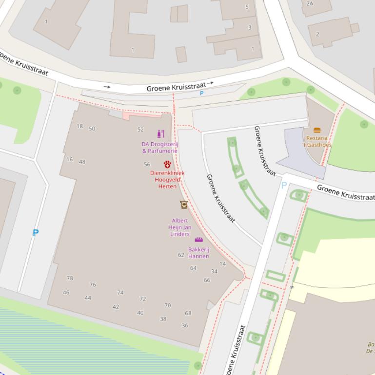 Kaart van de Groene Kruisstraat.