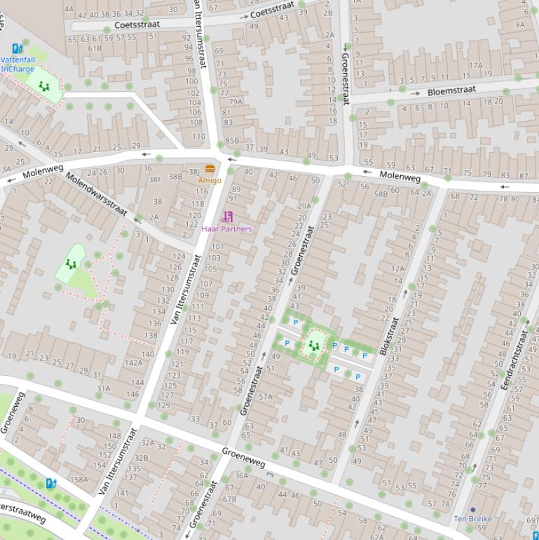 Kaart van de Groenestraat.