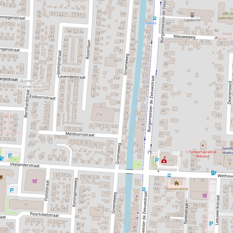 Kaart van de Groeneweg.