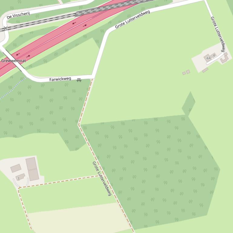 Kaart van de Grote Lutterveldweg.