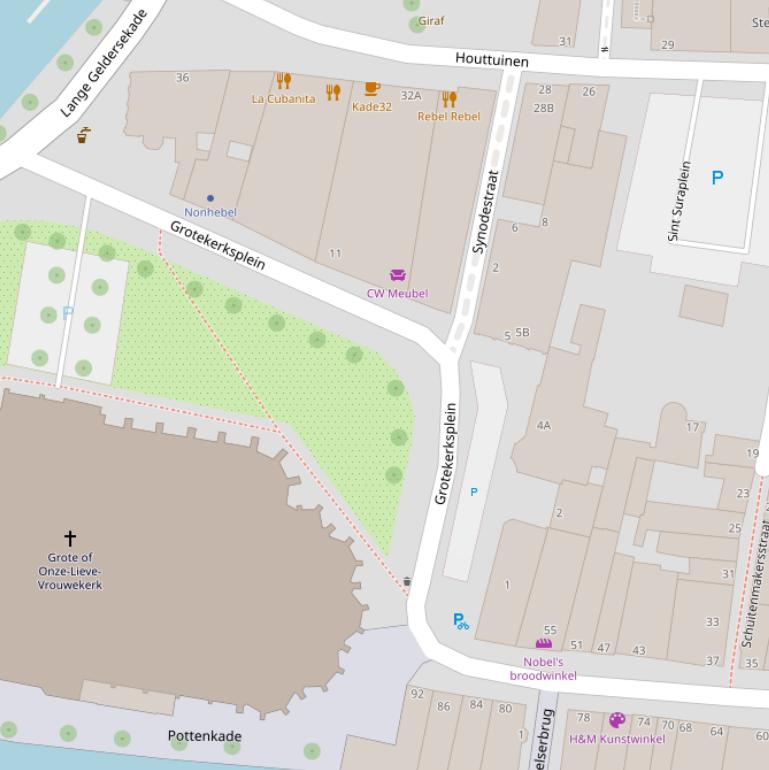 Kaart van het Grotekerksplein.