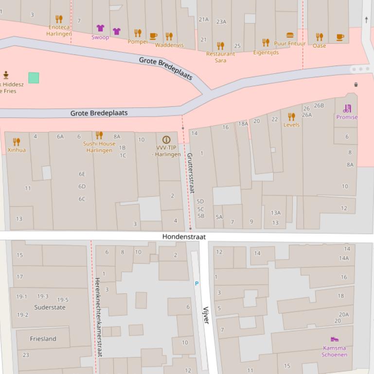 Kaart van de Gruttersstraat.