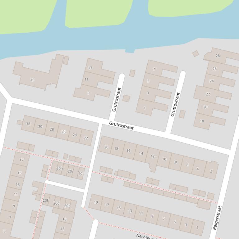 Kaart van de Gruttostraat.