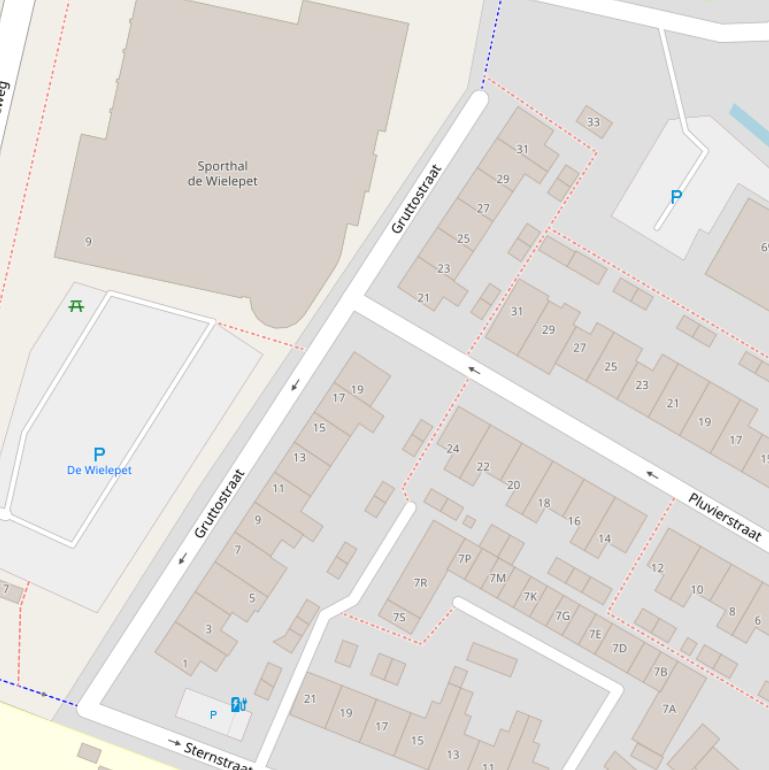 Kaart van de Gruttostraat.