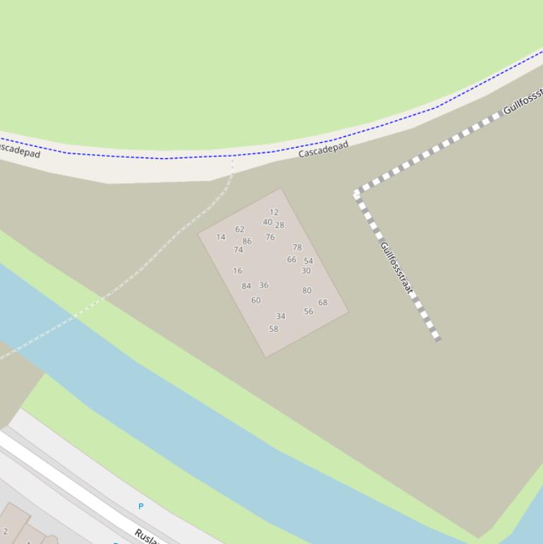 Kaart van de Gullfossstraat.