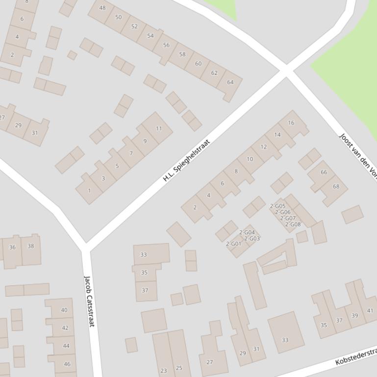 Kaart van de H.L. Spieghelstraat.