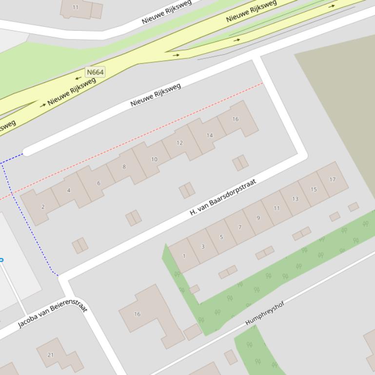 Kaart van de H. van Baarsdorpstraat.