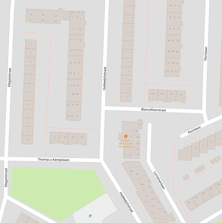 Kaart van de Hadewijchstraat.