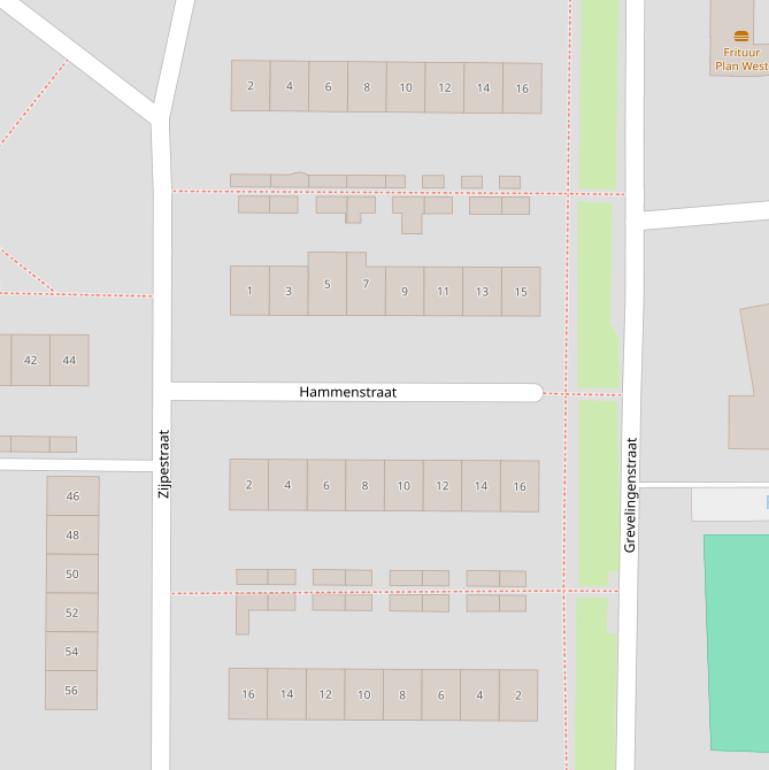 Kaart van de Hammenstraat.