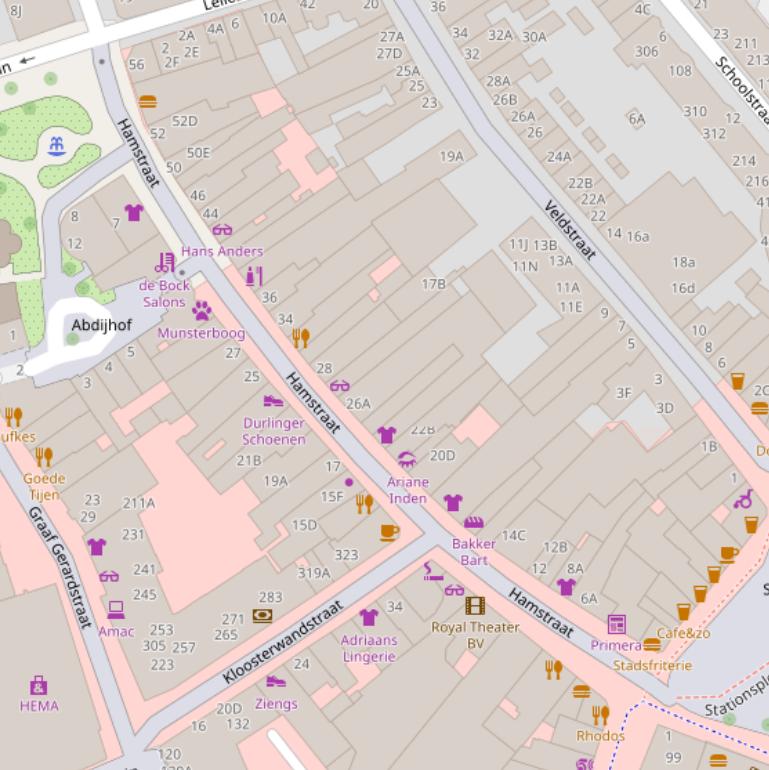 Kaart van de Hamstraat.