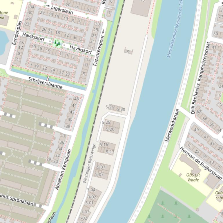 Kaart van de Handelskade.