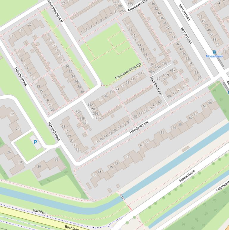 Kaart van de Händelstraat.