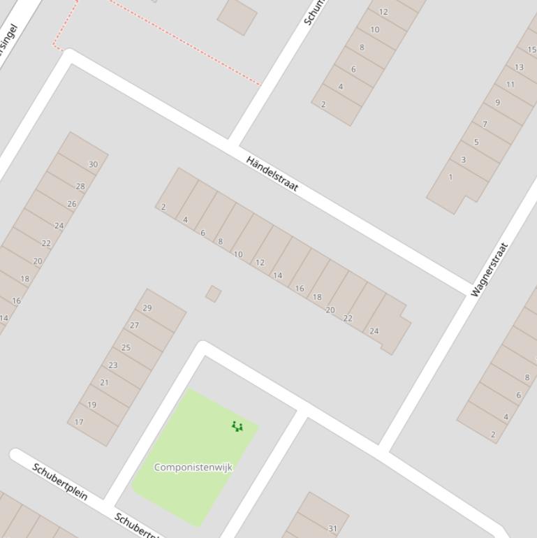 Kaart van de Händelstraat.