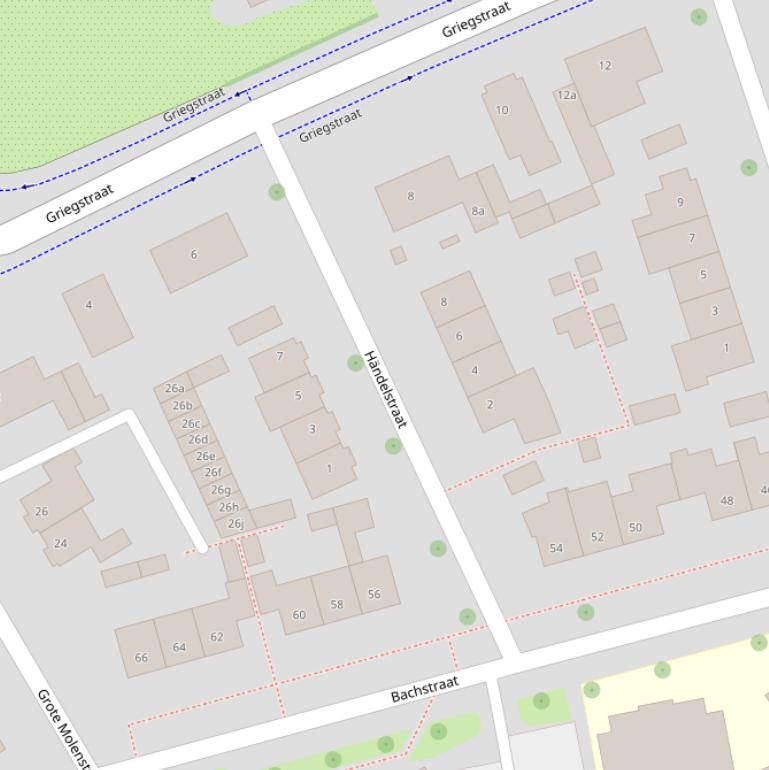 Kaart van de Händelstraat.