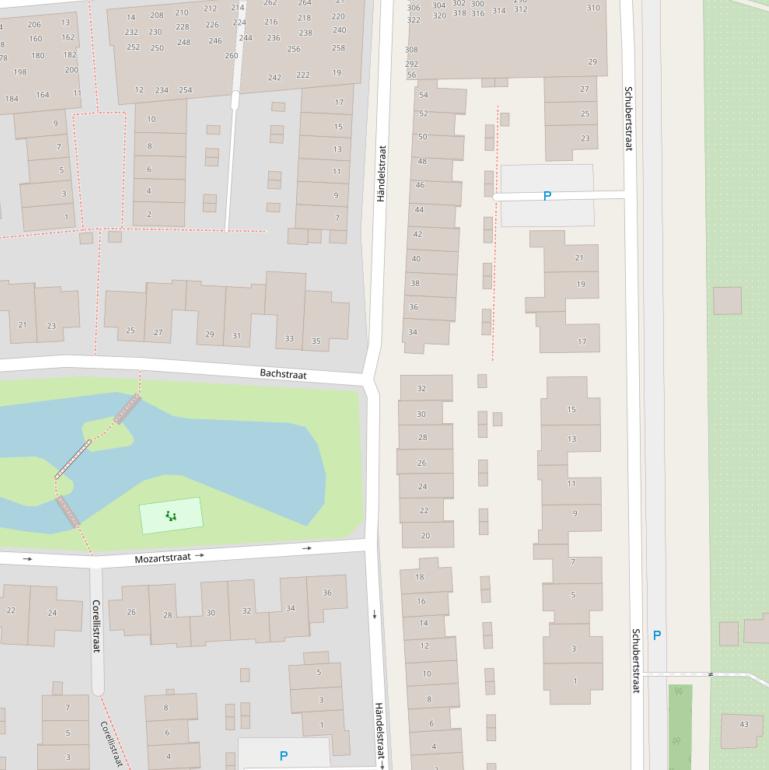 Kaart van de Händelstraat.