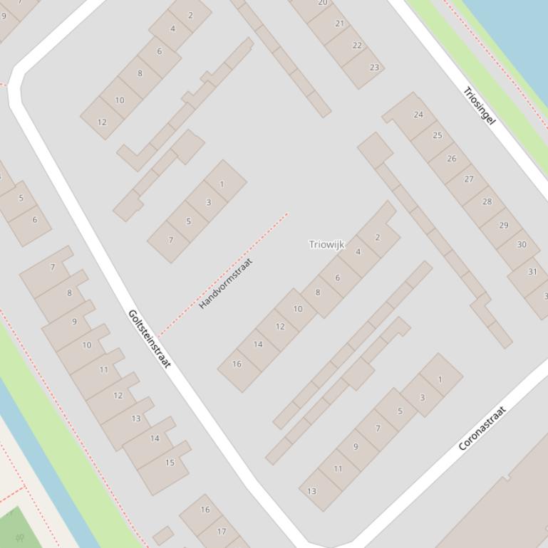 Kaart van de Handvormstraat.