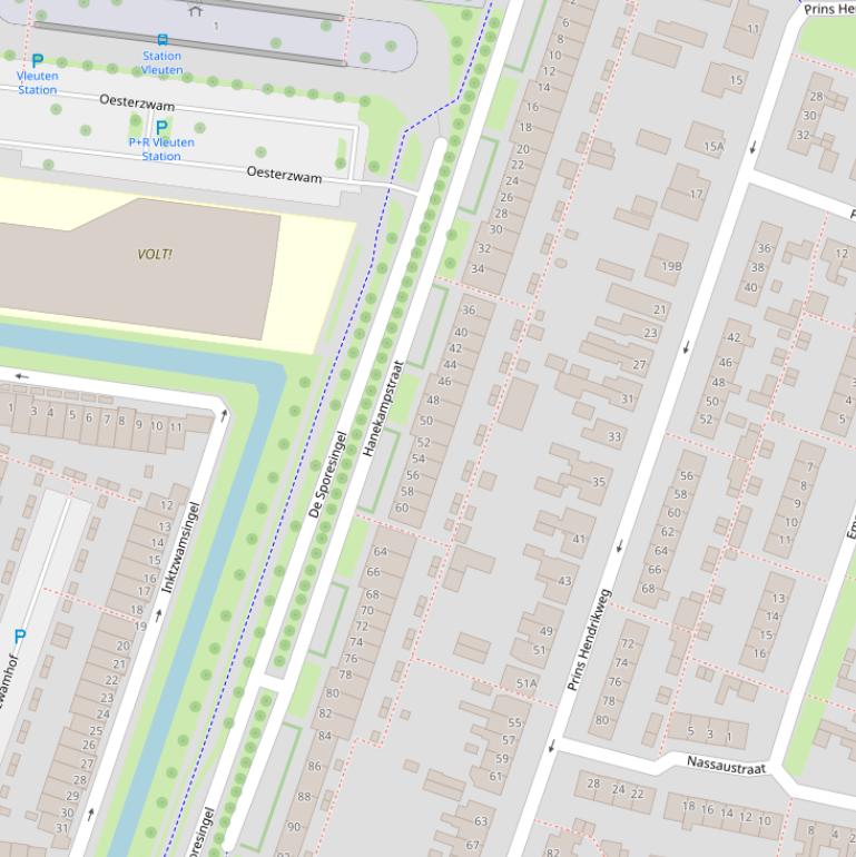 Kaart van de Hanekampstraat.