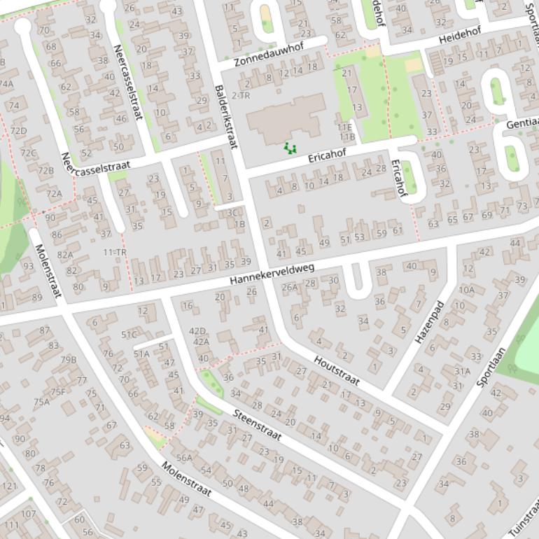 Kaart van de Hannekerveldweg.