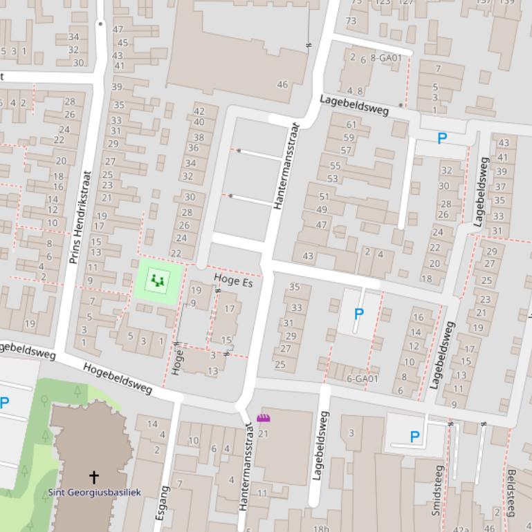 Kaart van de Hantermansstraat.