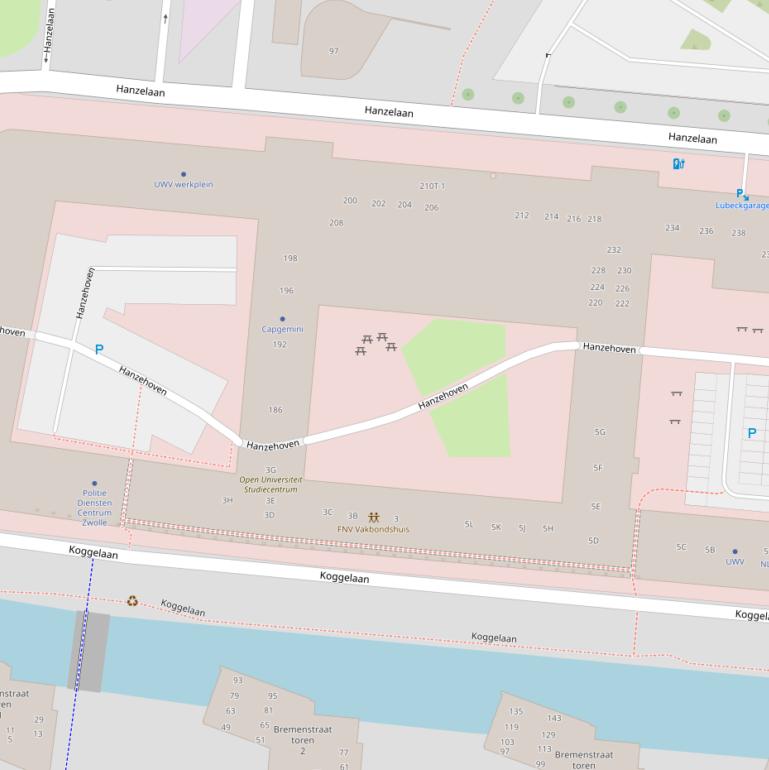 Kaart van  Hanzehoven.