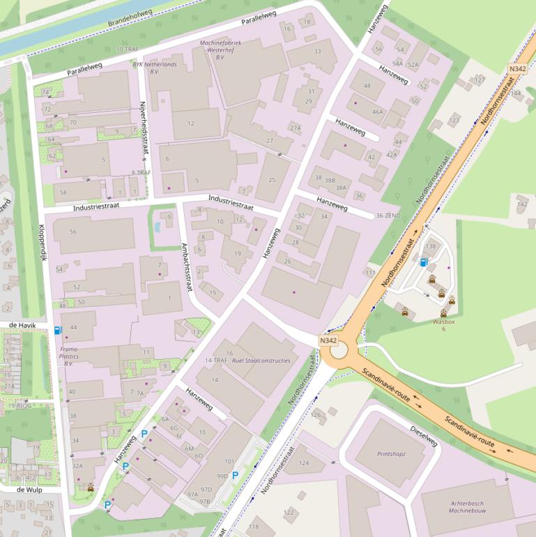 Kaart van de Hanzeweg.