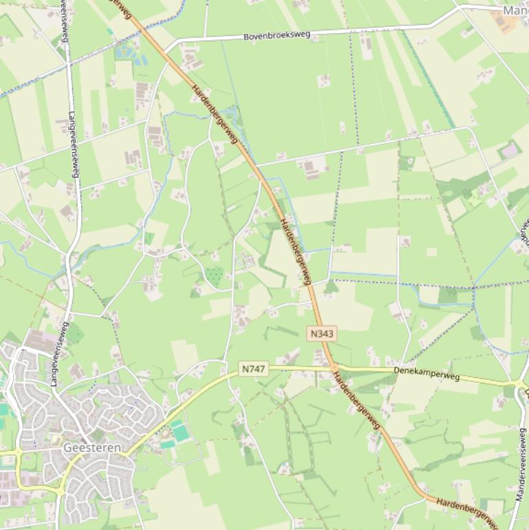 Kaart van de Hardenbergerweg.