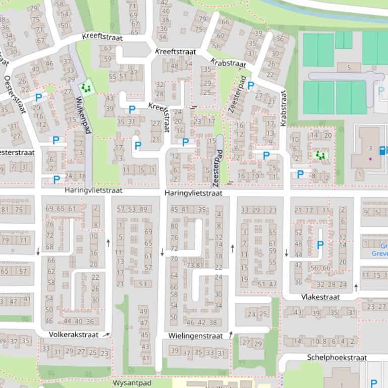 Kaart van de Haringvlietstraat.