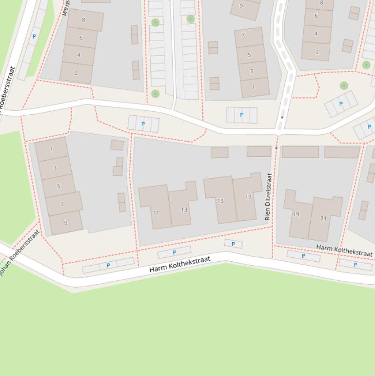 Kaart van de Harm Kolthekstraat.