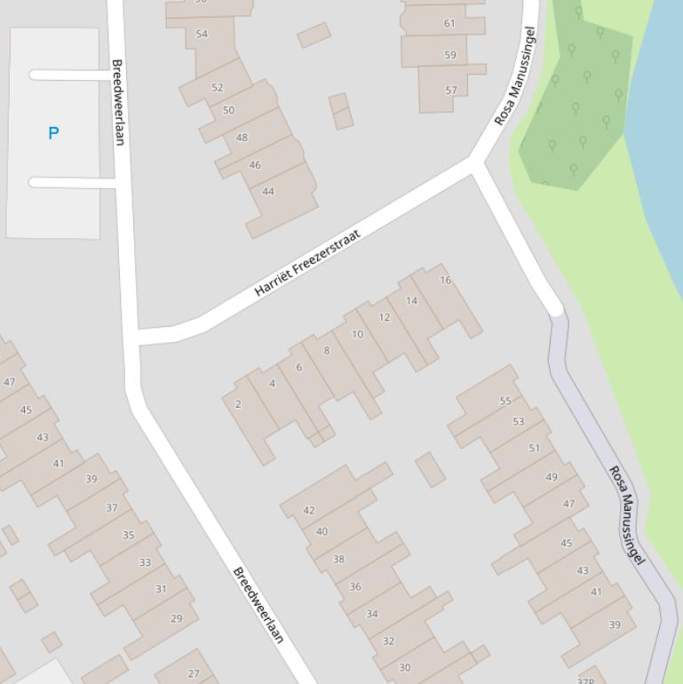 Kaart van de Harriët Freezerstraat.