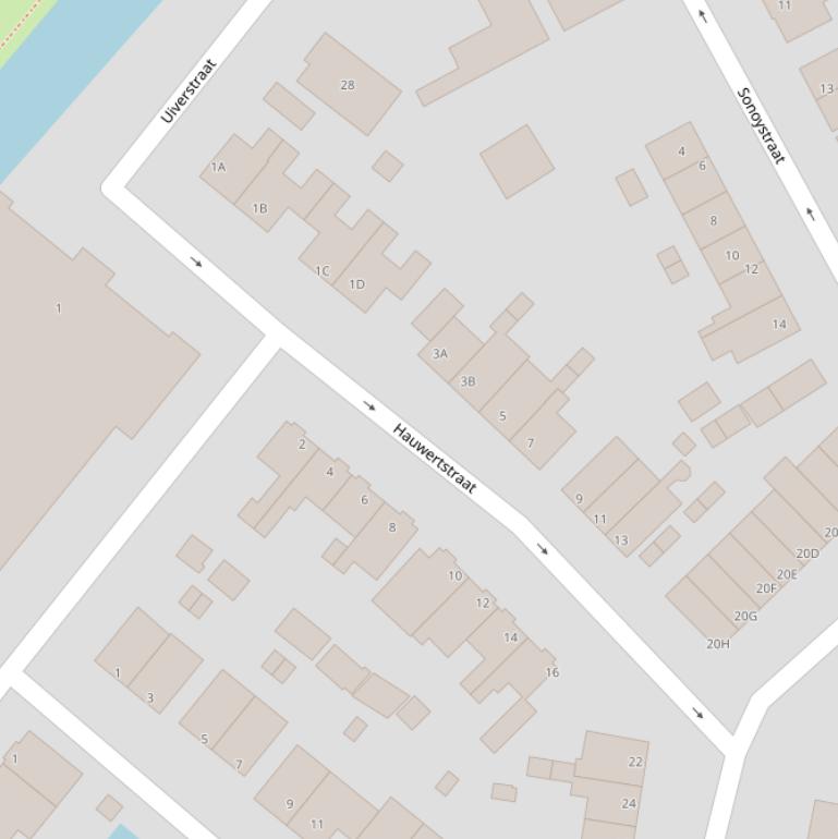 Kaart van de Hauwertstraat.