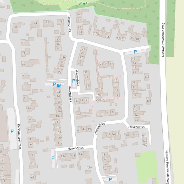 Kaart van  Havendries.