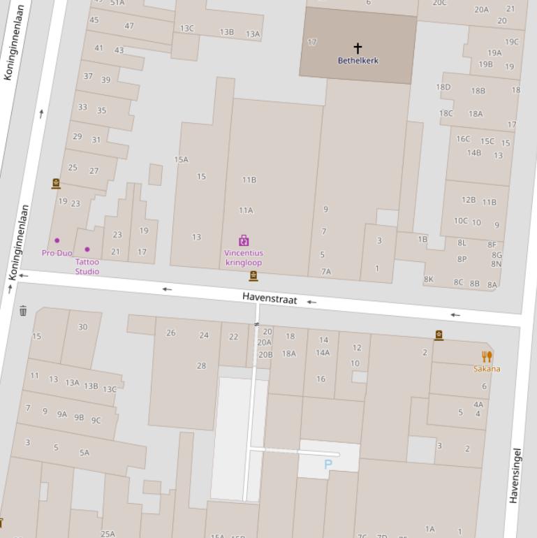 Kaart van de Havenstraat.