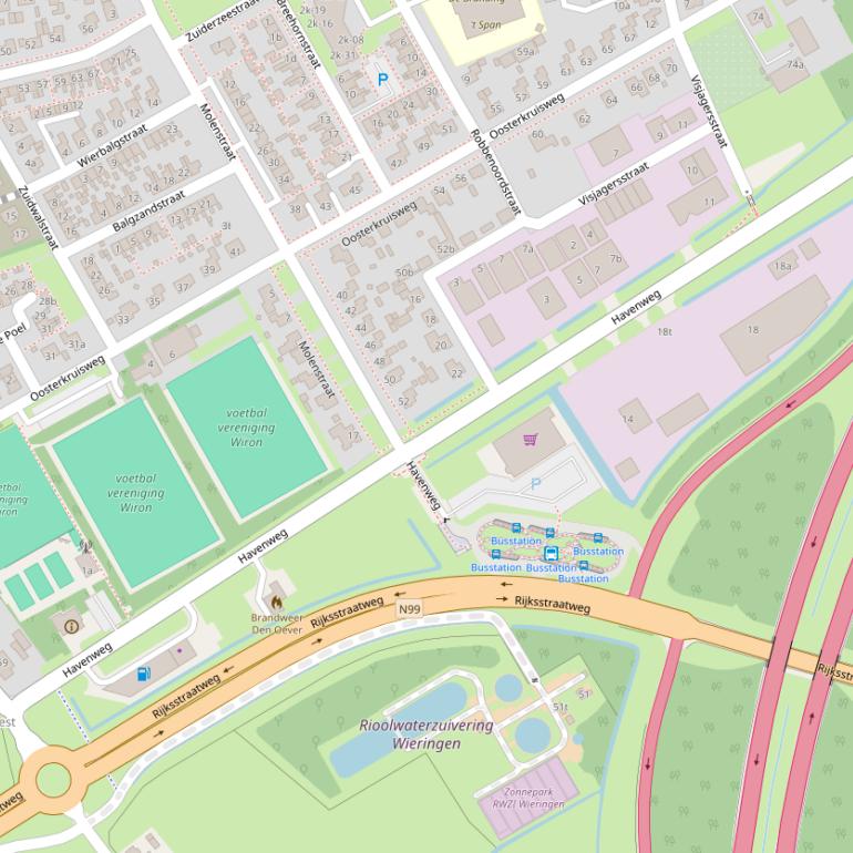 Kaart van de Havenweg.