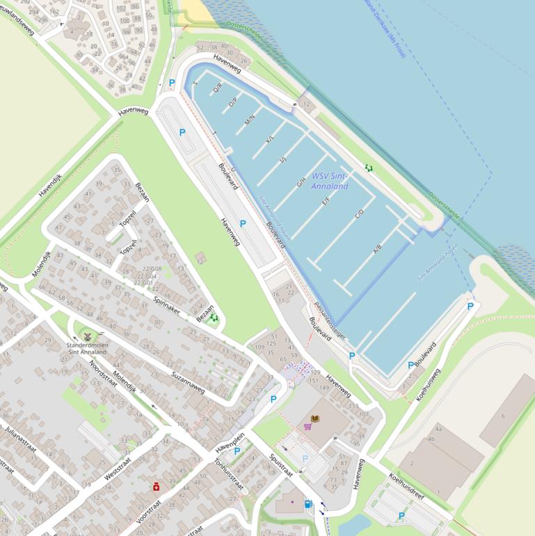 Kaart van de Havenweg.