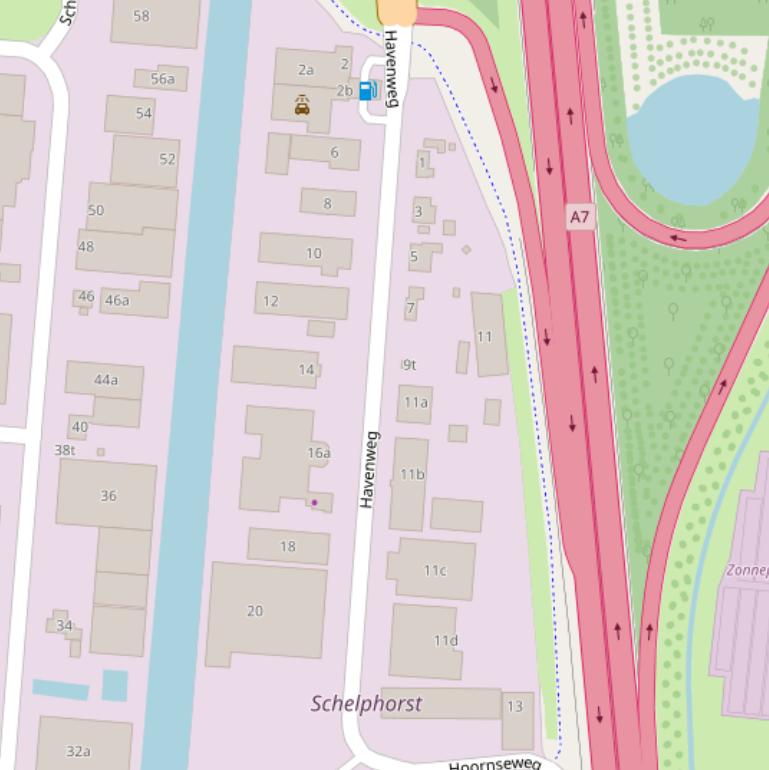 Kaart van de Havenweg.