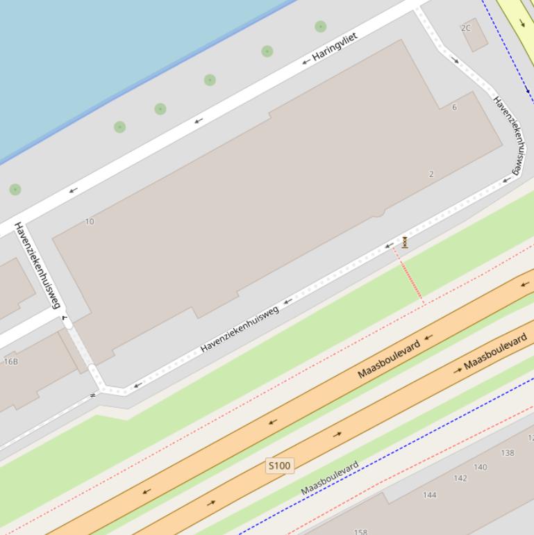 Kaart van de Havenziekenhuisweg.