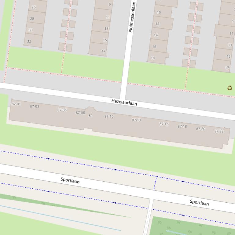 Kaart van de Hazelaarlaan.