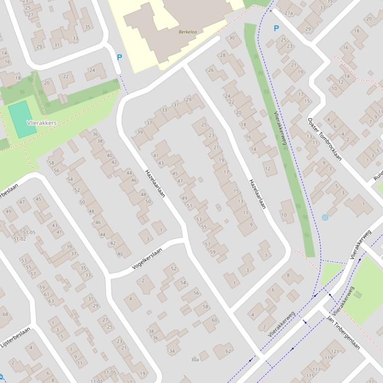 Kaart van de Hazelaarlaan.