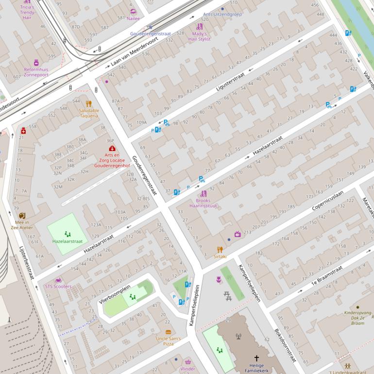 Kaart van de Hazelaarstraat.