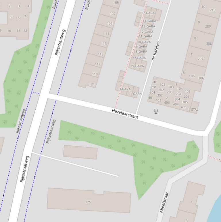 Kaart van de Hazelaarstraat.