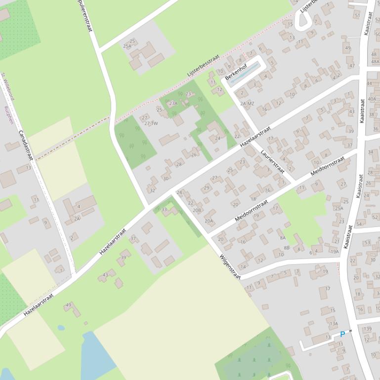 Kaart van de Hazelaarstraat.