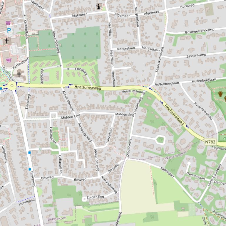Kaart van de Heelsumseweg.