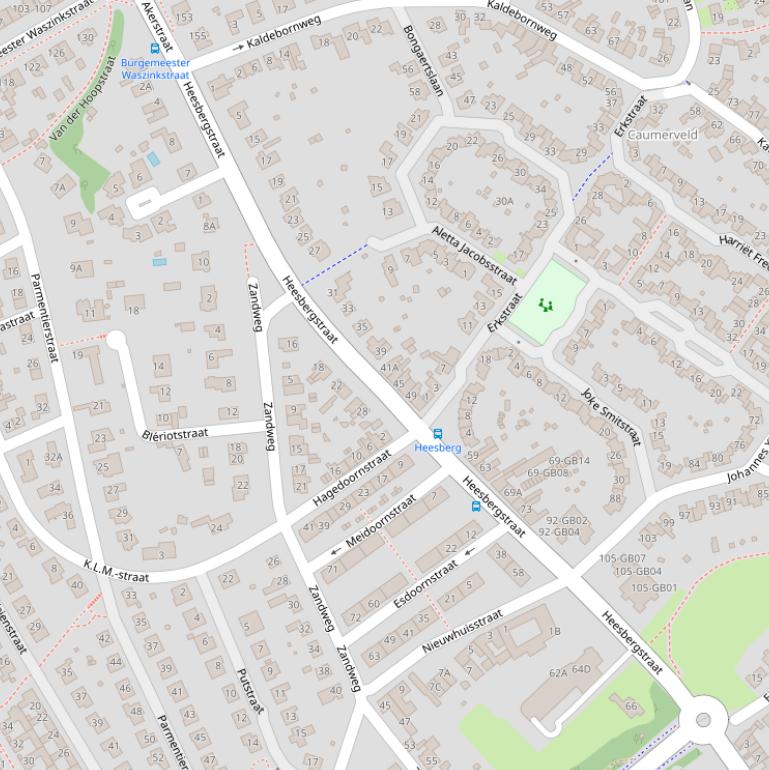 Kaart van de Heesbergstraat.