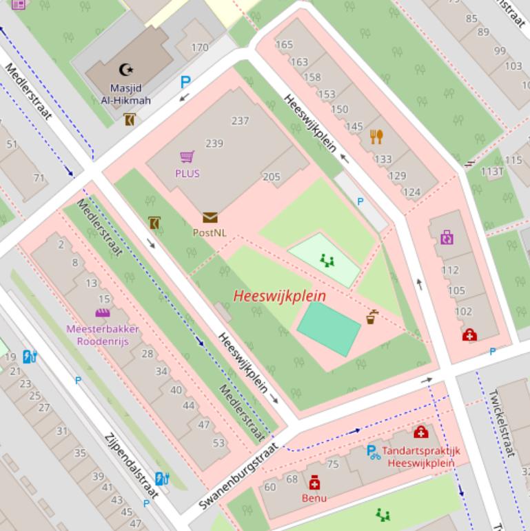 Kaart van het Heeswijkplein.